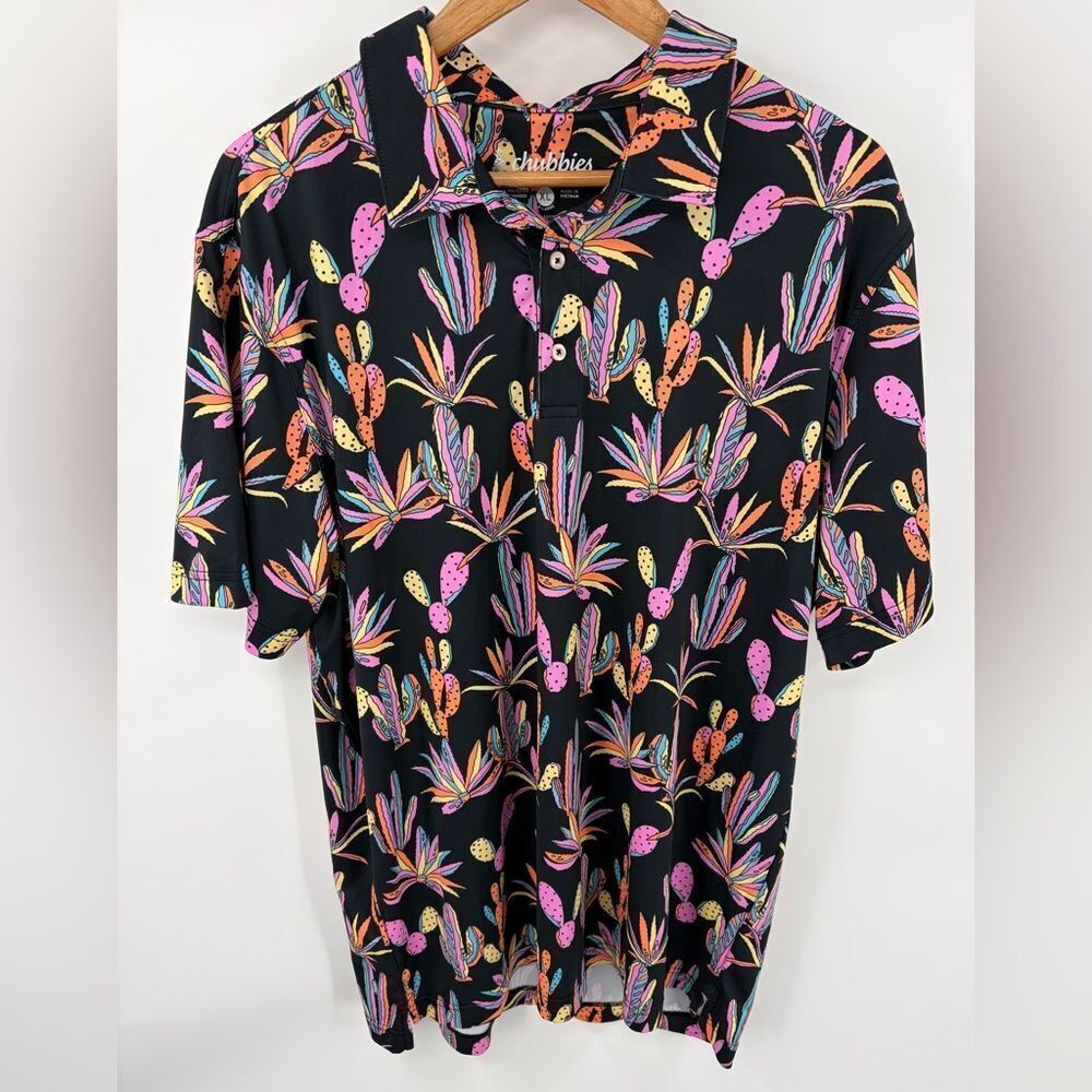 Chubbies men’s the neon desert short sleeve printed performance polo size XL